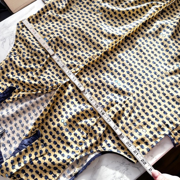 NIC+ZOE Sunglasses Print Sleeveless Belted Shirt Dress Yellow Navy Size XXL - Picture 11 of 14